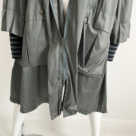 Sonia Rykiel Rain Coat Striped Wool Neck Cuffs HTF - Picture 13 of 14